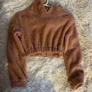 Cropped Fuzzy Pink Hoodie